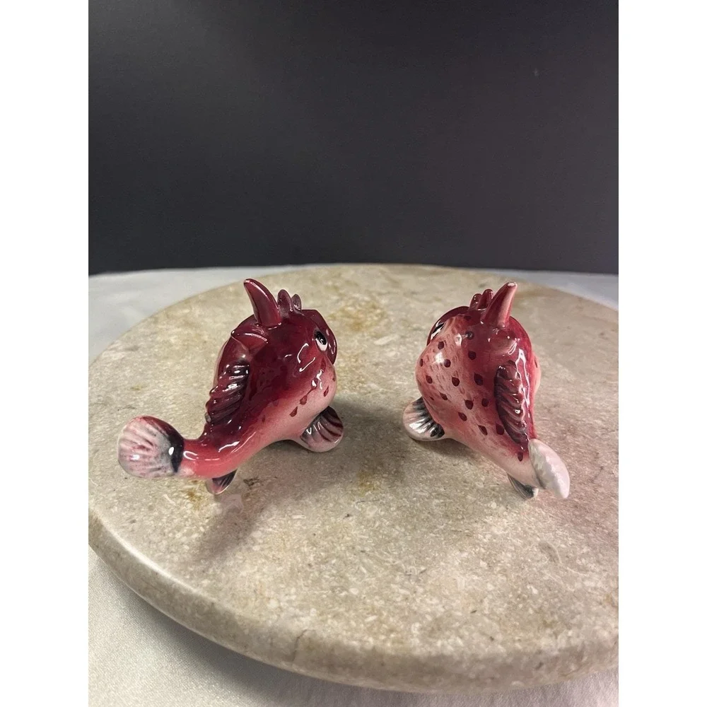 1950's Set Of Anthropomorphic Piranha Fish Salt And Pepper Shakers